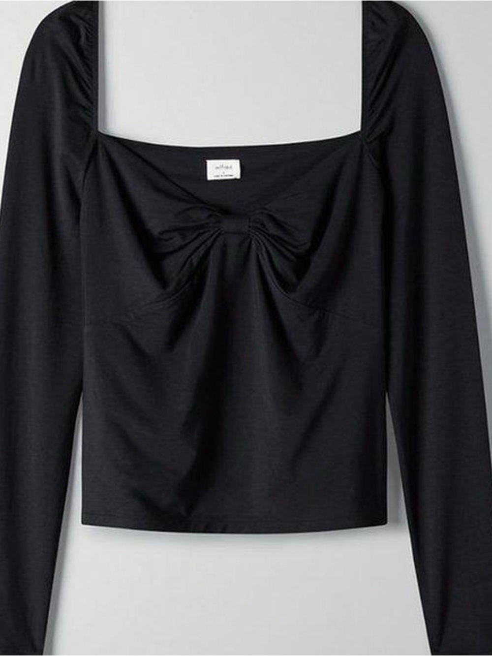 Aritzia Wilfred Black Sonnet Long Sleeve Ruched Twist-Front Top- XS